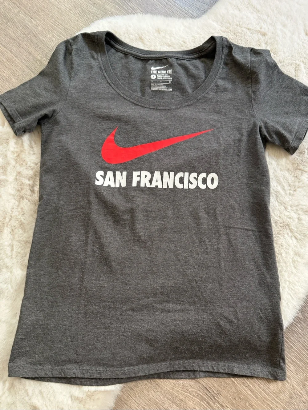Nike Charcoal Tee with Red Swoosh and White SAN FRANCISCO Text